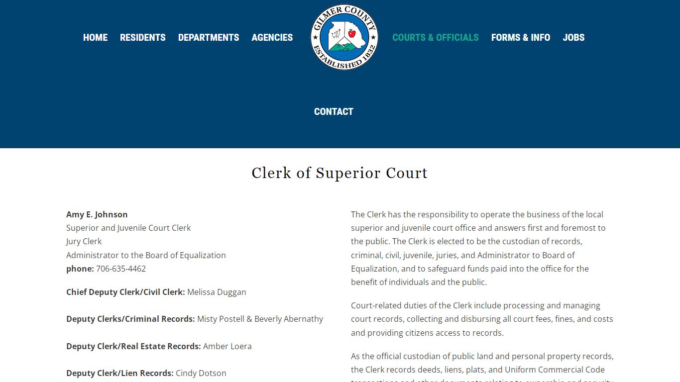 Gilmer County Georgia - Clerk of Superior Court