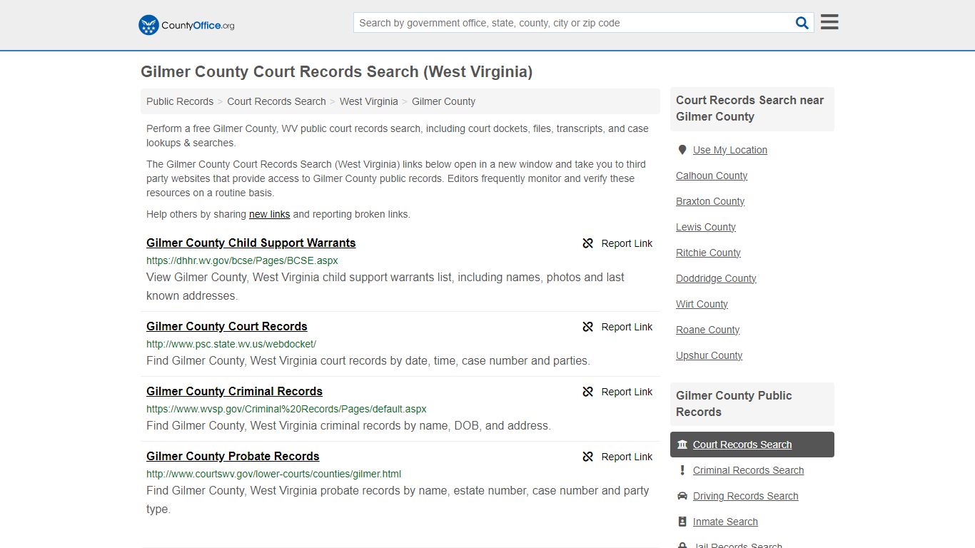 Gilmer County Court Records Search (West Virginia) - County Office